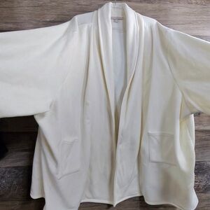 Woman Within Cream Open-Front Fleece Cardigan 6X